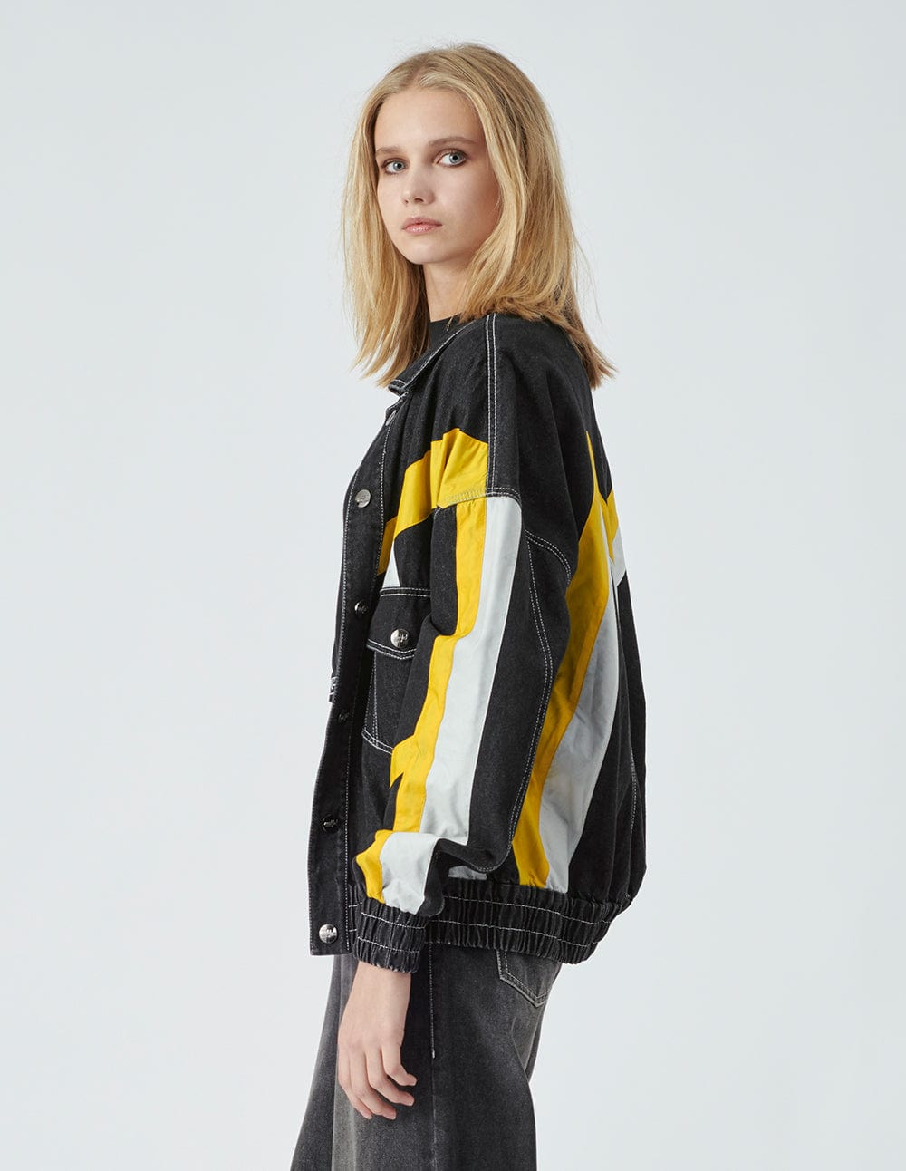 Unisex Colourblock Casual Denim Jacket