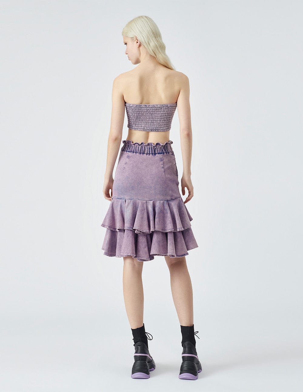 Women's ruffled denim skirt