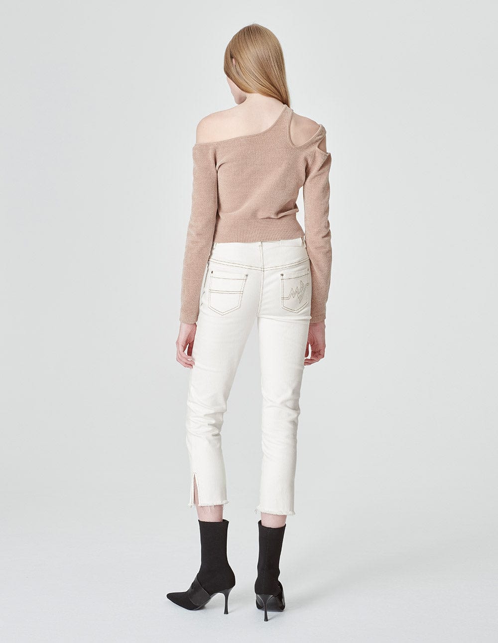 Women's Contrast Thread Slit Washed Jeans