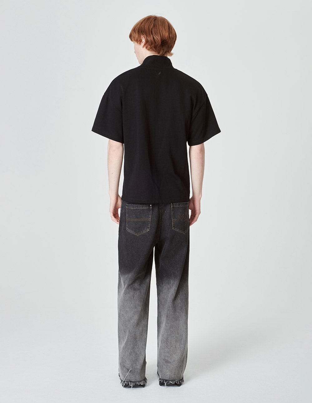 Men's Black Leather Patch T-Shirt