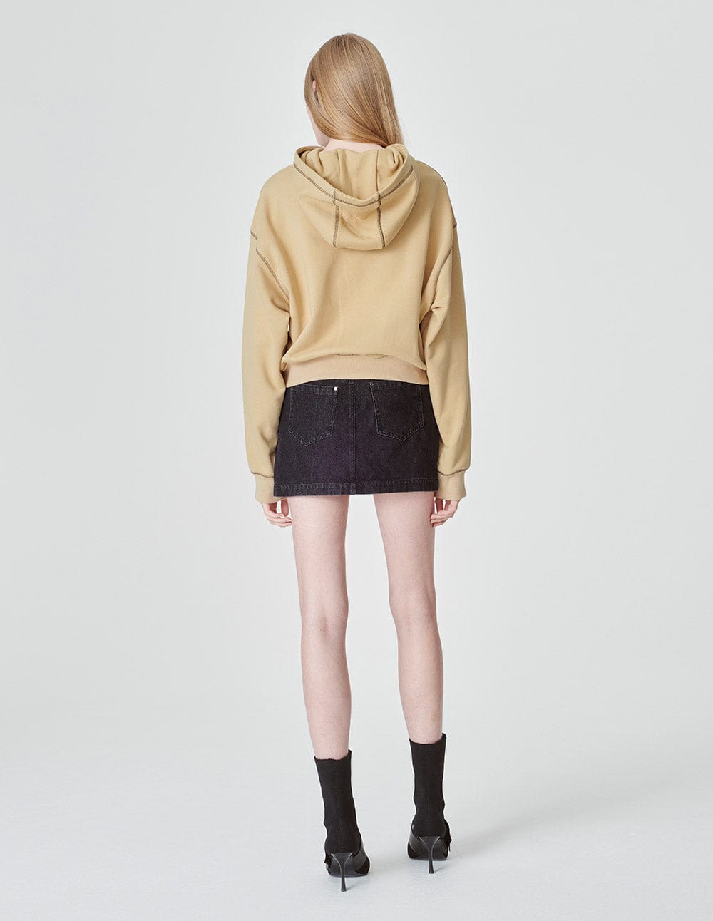 Women's Khaki Logo Embroidered Hooded Sweatshirt