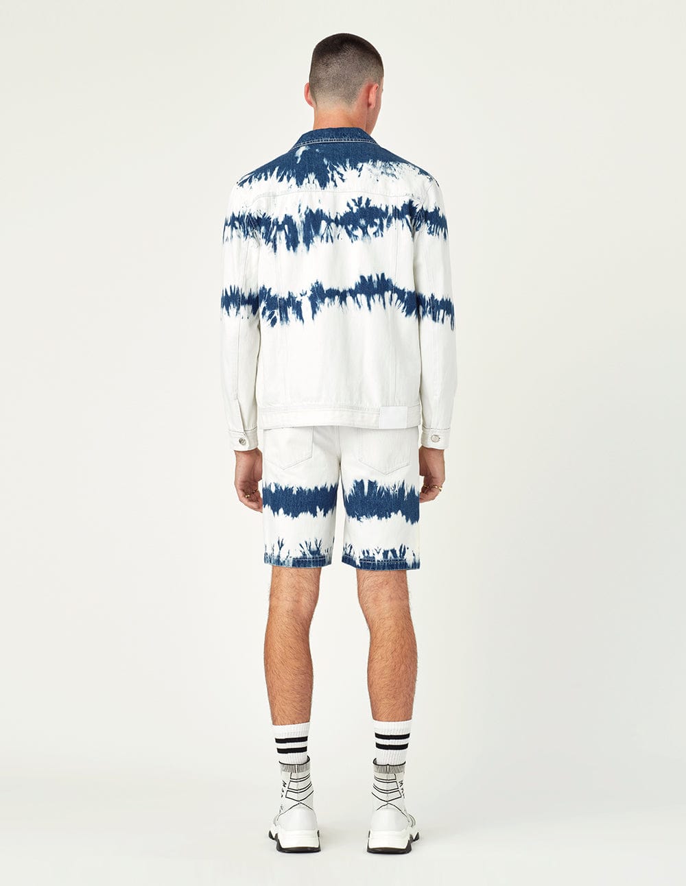 Bleach Tie-Dyed Ripped Denim Shorts