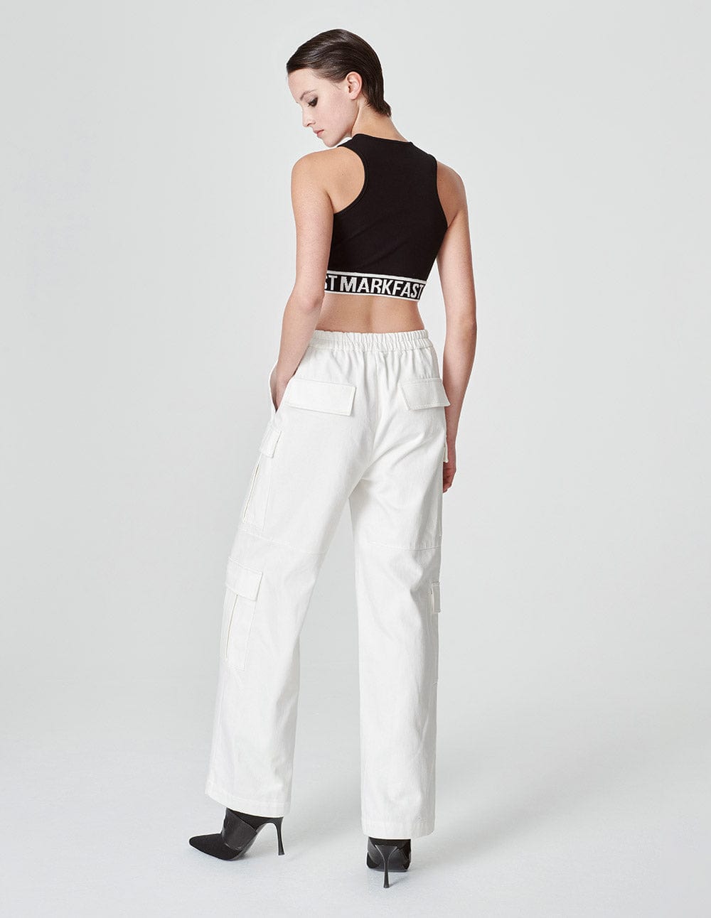 Women's White Workwear Wide Leg Pants