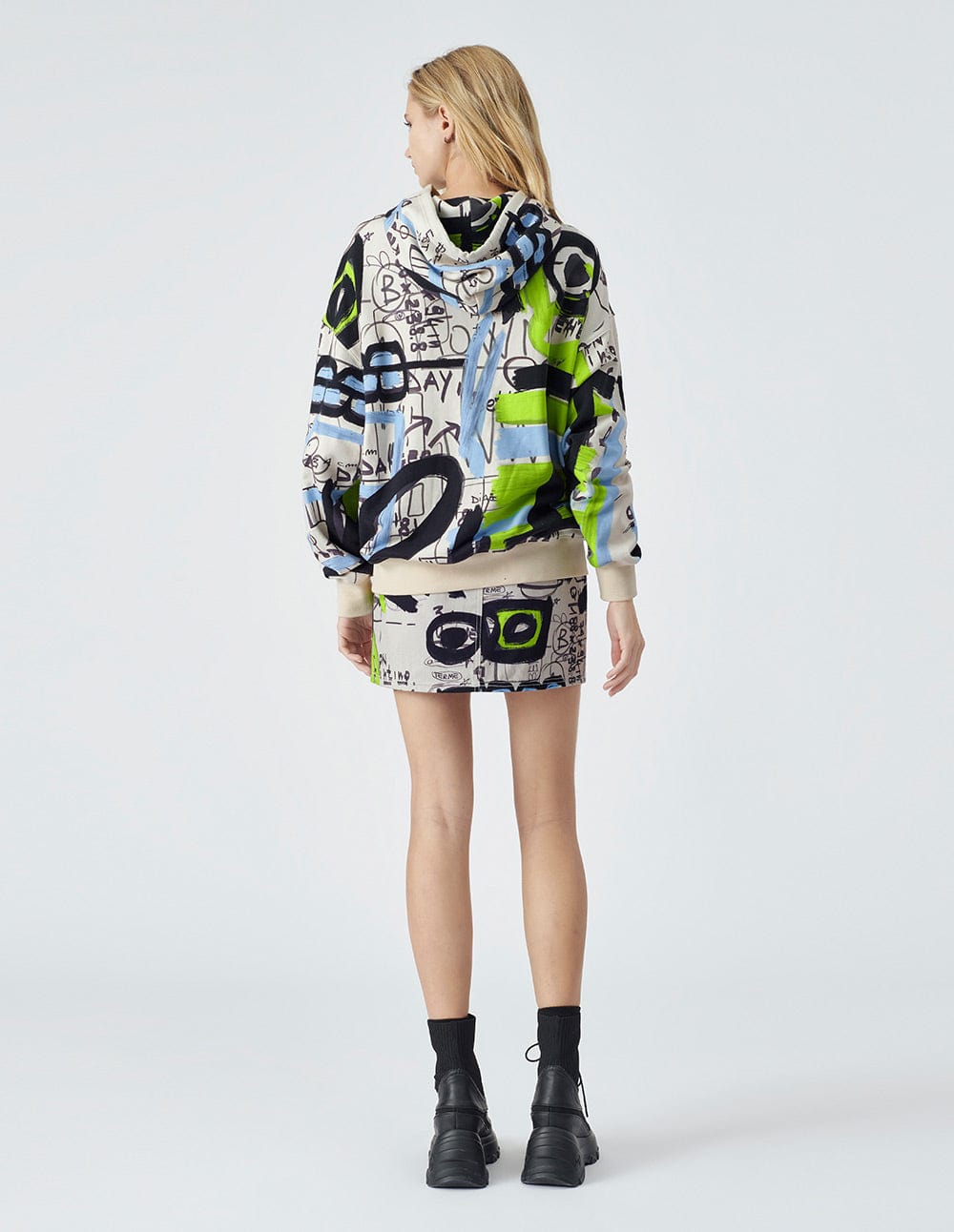 Women's Recycled Graffiti Print Denim Skirt