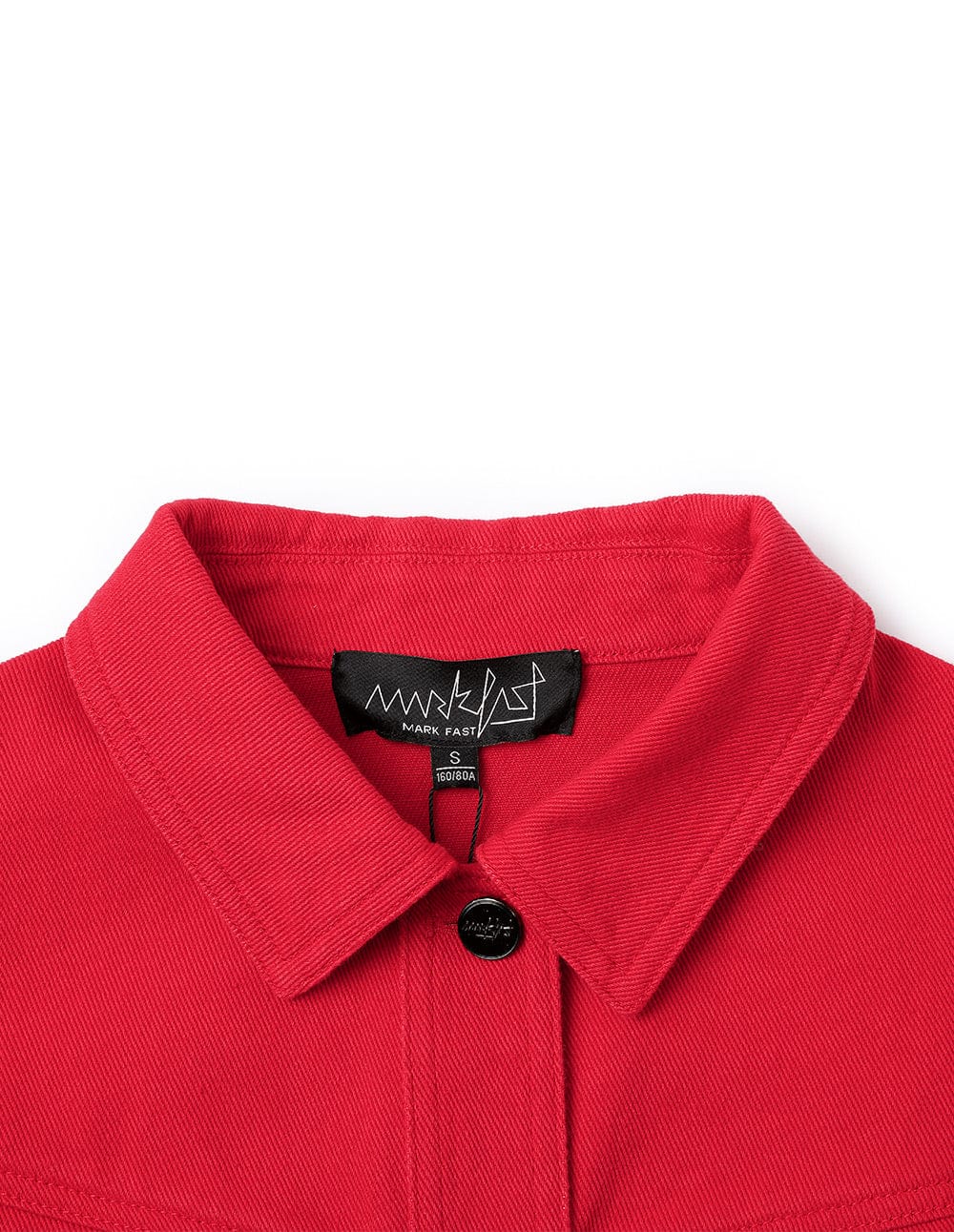 Women's Red Twill Short Denim Jacket