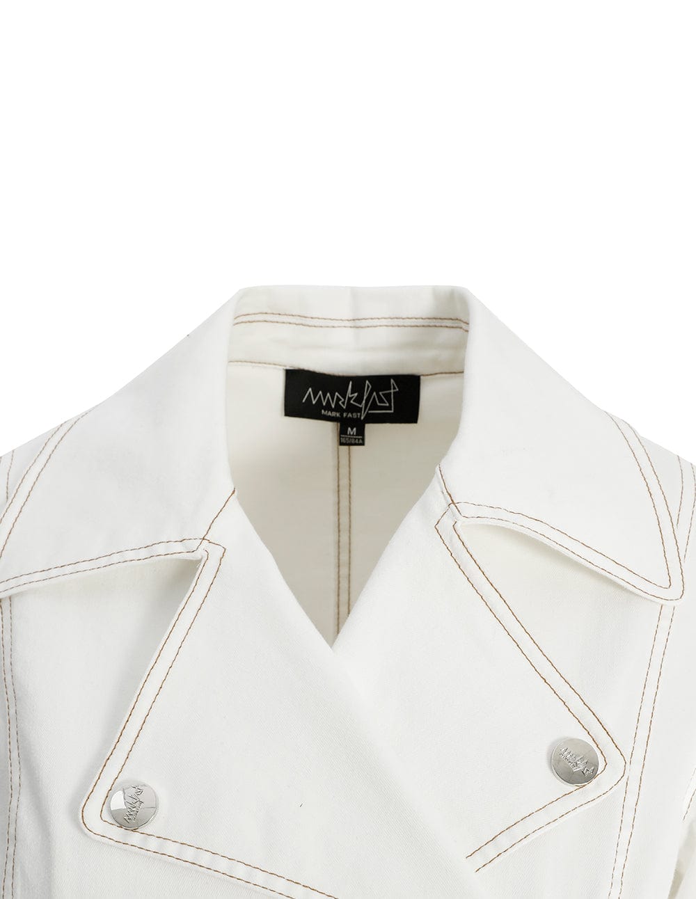 Cassie White Stretched Double-Breasted Denim Jumpsuit