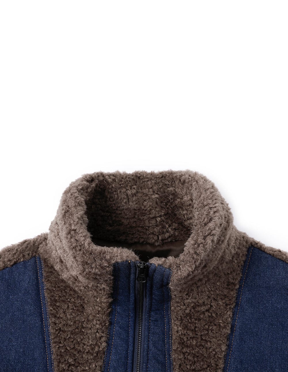 Women's Denim Paneled Faux Fur Jacket