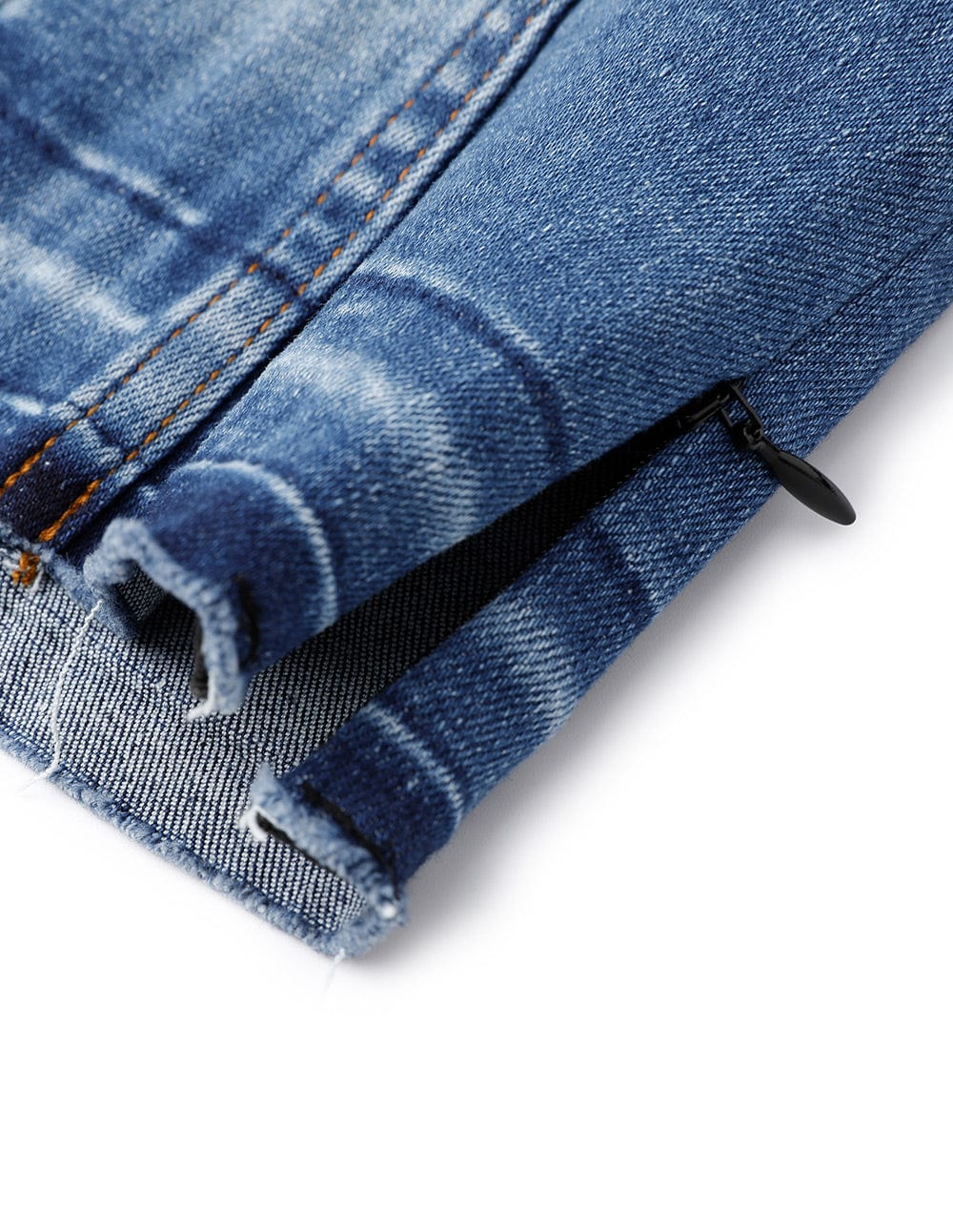 Women's Medium Blue Denim Stitching Cropped Sweatshirt